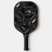 Zwart-wit klassieke computerprintplaat pickleball paddle (Voorkant)