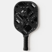 Zwart-wit klassieke computerprintplaat pickleball paddle (Achterkant)