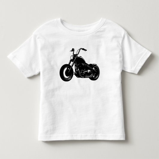 Zwart-Wit Klassieke Cruiser Motorfiets Vector Kuns Kinder Shirts (Voorkant)