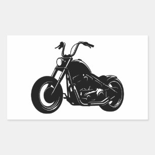 Zwart-Wit Klassieke Cruiser Motorfiets Vector Kuns Rechthoekige Sticker