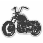 Zwart-Wit Klassieke Cruiser Motorfiets Vector Kuns Sticker (Voorkant)