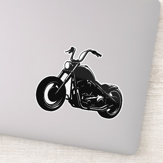 Zwart-Wit Klassieke Cruiser Motorfiets Vector Kuns Sticker (Detail)