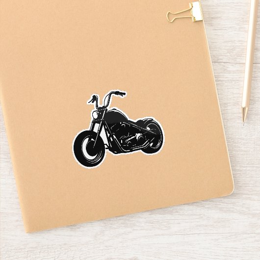 Zwart-Wit Klassieke Cruiser Motorfiets Vector Kuns Sticker (Notitieboek)