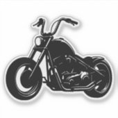Zwart-Wit Klassieke Cruiser Motorfiets Vector Kuns Sticker (Voorkant)