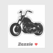 Zwart-wit Klassieke Cruiser Motorfiets Vector Kuns Sticker (Vel)