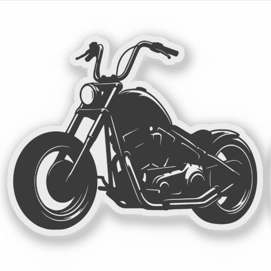 Zwart-wit Klassieke Cruiser Motorfiets Vector Kuns Sticker (Voorkant)