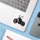 Zwart-wit Klassieke Cruiser Motorfiets Vector Kuns Sticker (Laptop met iPhone)