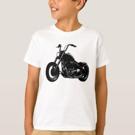 Zwart-Wit Klassieke Cruiser Motorfiets Vector Kuns T-shirt