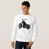 Zwart-wit Klassieke Cruiser Motorfiets Vector Kuns Trui (Voorkant volledig)