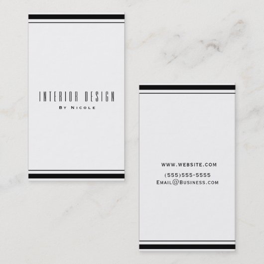 Zwart-wit klassieke elegant afbeelding min. modern visitekaartje (Voorkant / Achterkant)