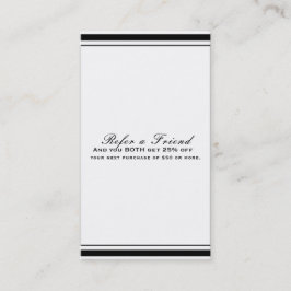 Zwart & Wit Klassieke Elegante Chic Refer a Friend Aanbevelingskaartje