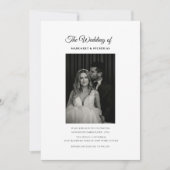 Zwart-wit klassieke elegante foto bruiloft kaart (Voorkant)