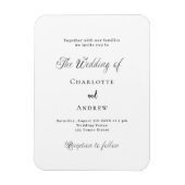 Zwart wit klassieke formele bruiloft uitnodiging magneet (Verticaal)