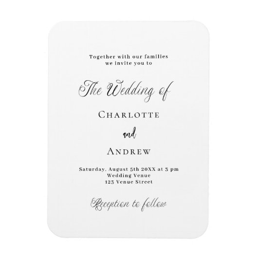 Zwart wit klassieke formele bruiloft uitnodiging magneet (Verticaal)