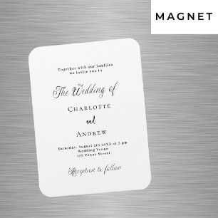 Zwart wit klassieke formele bruiloft uitnodiging magneet