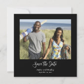 Zwart Wit Klassieke Foto QR Code Save the Date Kaart (Voorkant)