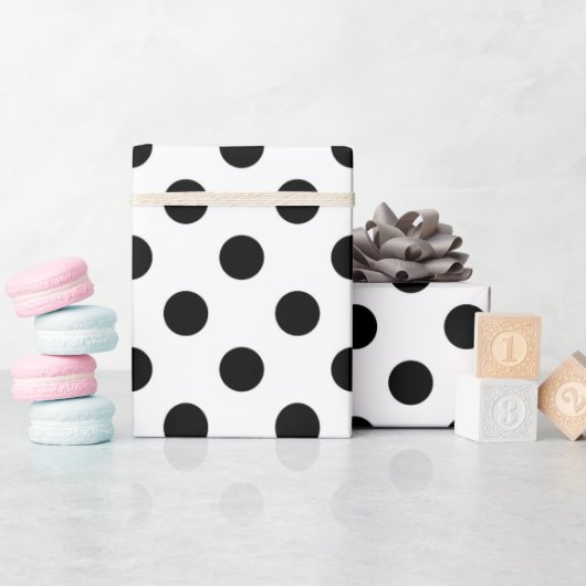 Zwart-wit klassieke grote polka dot patroon cadeaupapier (Baby Shower)