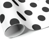 Zwart-wit klassieke grote polka dot patroon cadeaupapier (Rol Hoek)
