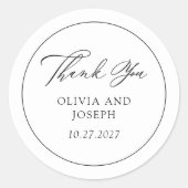 Zwart-Wit | Klassieke Italiaanse elegantie bruilof Ronde Sticker (Voorkant)