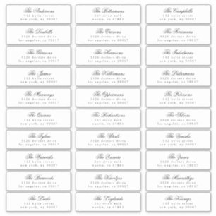 Zwart Wit Klassieke Kalligrafie Adres Gast Sticker