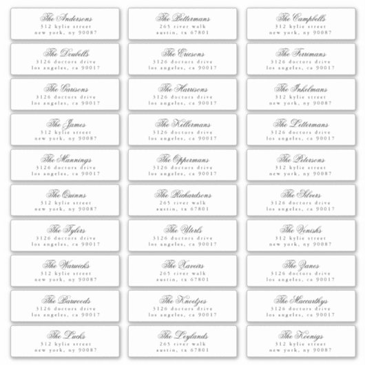 Zwart Wit Klassieke Kalligrafie Adres Gast Sticker (Voorkant)