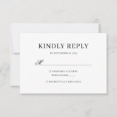 Zwart-wit klassieke kalligrafie bruiloft RSVP (Voorkant)