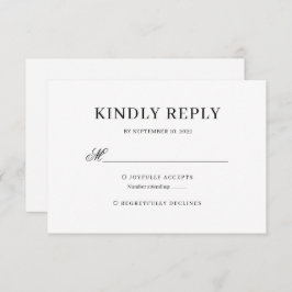 Zwart-wit klassieke kalligrafie bruiloft RSVP