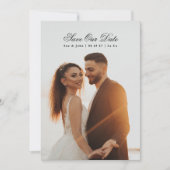 Zwart & Wit Klassieke Kalligrafie Foto Save The Date (Voorkant)