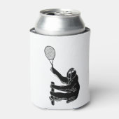 Zwart-wit klassieke luiaard met tennisracket blikjeskoeler (Blikje Voorkant)