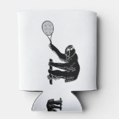 Zwart-wit klassieke luiaard met tennisracket blikjeskoeler (Achterkant)