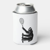 Zwart-wit klassieke luiaard met tennisracket blikjeskoeler (Blikje Achterkant)