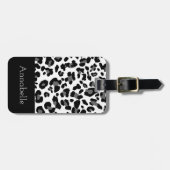 Zwart-wit Klassieke luipaard personaliseren Bagagelabel (Voorkant horizontaal)
