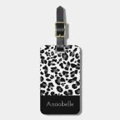 Zwart-wit Klassieke luipaard personaliseren Bagagelabel (Voorkant verticaal)