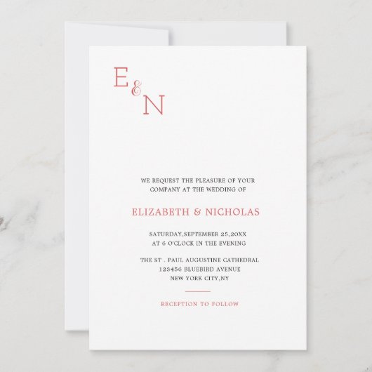 Zwart-wit klassieke minimalistische bruiloft kaart (Voorkant)