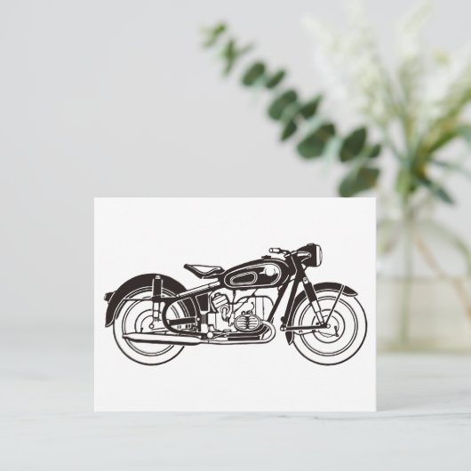 Zwart-wit klassieke motorfiets KLEIN Briefkaart (Staand voorkant)