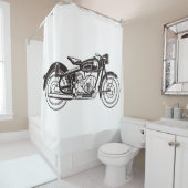 Zwart-wit klassieke motorfiets KLEIN Douchegordijn (In situ)