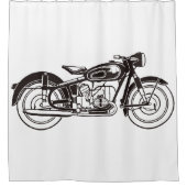 Zwart-wit klassieke motorfiets KLEIN Douchegordijn (Voorkant)