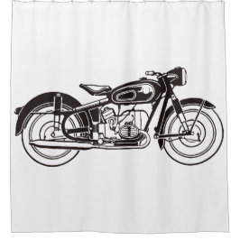 Zwart-wit klassieke motorfiets KLEIN Douchegordijn