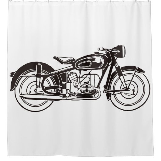 Zwart-wit klassieke motorfiets KLEIN Douchegordijn (Voorkant)