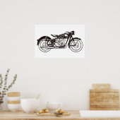 Zwart-wit klassieke motorfiets KLEIN Poster (Keuken)