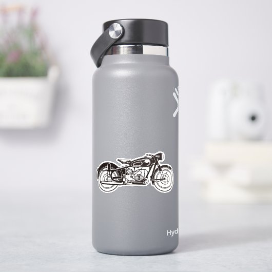 Zwart-wit klassieke motorfiets KLEIN Sticker (HydroFlask)