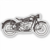 Zwart-wit klassieke motorfiets KLEIN Sticker (Voorkant)
