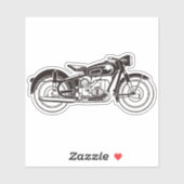 Zwart-wit klassieke motorfiets KLEIN Sticker (Vel)