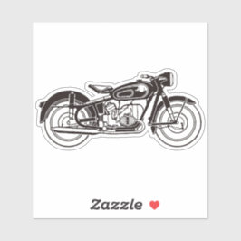 Zwart-wit klassieke motorfiets KLEIN Sticker