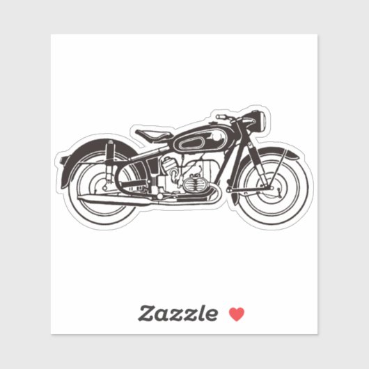 Zwart-wit klassieke motorfiets KLEIN Sticker (Vel)