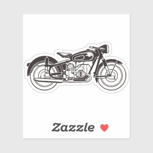 Zwart-wit klassieke motorfiets KLEIN Sticker (Vel)