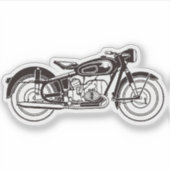 Zwart-wit klassieke motorfiets KLEIN Sticker (Voorkant)