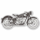 Zwart-wit klassieke motorfiets KLEIN Sticker (Voorkant)