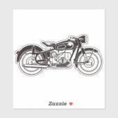 Zwart-wit klassieke motorfiets KLEIN Sticker (Vel)