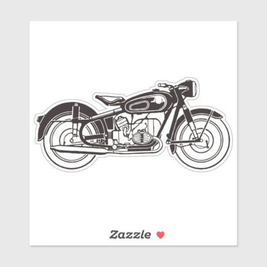 Zwart-wit klassieke motorfiets KLEIN Sticker (Vel)